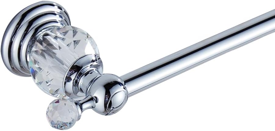 WNEBAHT Crystal Chrome Towel Bar, Silver Adjustable Bathroom Towel Holder Bar, Single Towel Rack Hanger Home Towel Holder Rod for Bathroom Wall Mounted Bathroom Accessory