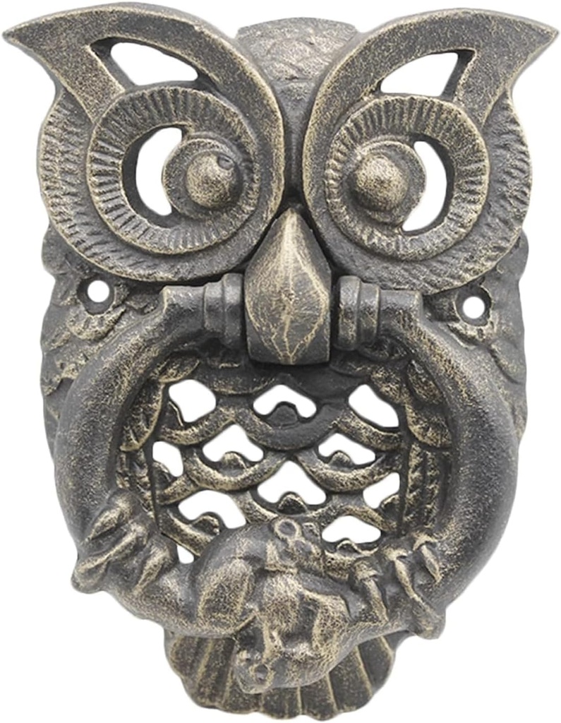 Door Knocker Lovely Owl Door Knocker Vintage Cast Iron Animal Door Knock Wall Mounted Ring Knocker Front Door Pull Ring Handle Unique