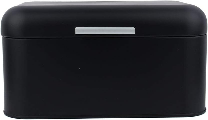 Bread Box - Space-Saving, Extra Large Capacity Bread Storage Bin for Kitchen Storage - Bread Bin for Loaves, Bagels, Chips(Black)