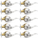 10 Pack Brushed Nickel Door Handles Privacy Door Levers, Heavy Duty Bed and Bath Door Locks Interior Door Knobs, Reversible Keyless Wave Lever Door Handles