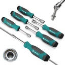 LIBRATON Full-Hollow Nut Driver Set SAE, 12-Point Magnetic Nut Drivers, Hollow Shaft for Long Bolts, 6PCS Heavy Duty Magnetic Nut Drivers with Through-Handle, 1/4, 5/16, 11/32, 3/8, 7/16, 1/2Inch