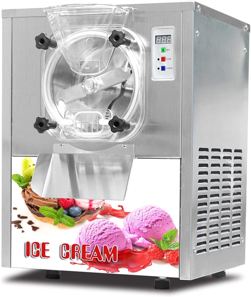 Commercial Countertop Hard Ice Cream Machine, Mini Table Top 1400W Gelato Ice Cream Maker, Capacity 15L/hour Perfect for Restaurant, Cafe, Coffee, Snack Bar