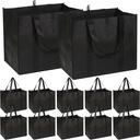 DIOMMELL 12 Pack Reusable Grocery Bags Large Foldable Heavy Duty Shopping Tote Produce Bag with Reinforced Handles for Groceries Clothes Vegetables Fruit, Black