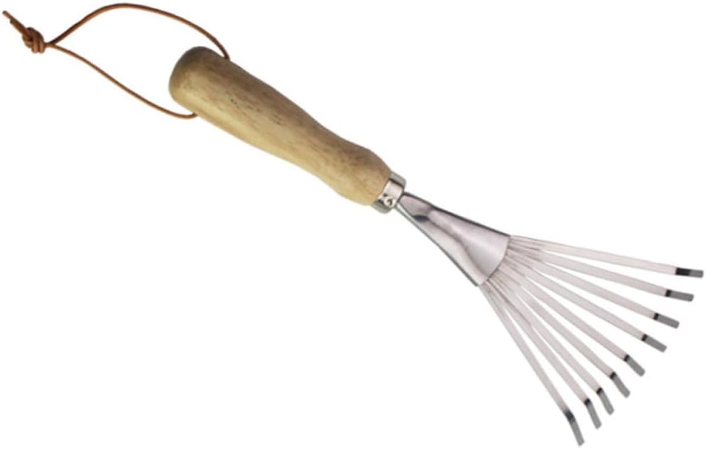Efficient Gardening Hand Tool Sturdy Stainless Steel Rake Loosens Soil for Grass Removal