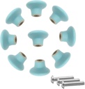 Hitefu 10PCS Blue Ceramic Cabinet Knobs 1.26"/32mm Glossy Round Mushroom Drawer Pulls Handles, Cupboard Pull Handle with Screws (Blue)
