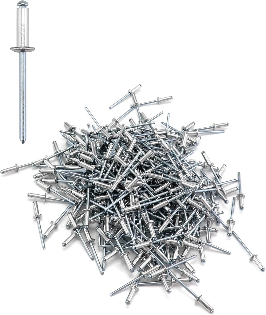 QWORK Aluminum Blind Rivets, 500 Pcs 3/16 in. x 1/2 in.(4.8 x 12 mm) Rivets, Grip Range 7.0-9.0mm