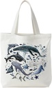Ocean Beach Tote Bag for Women, Nautical Beachy Canvas Tote Bag, Ocean Lover Gifts, Marine Biology Sea Animal Reusable Shopping Grocery Bags