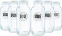 PURE Glass Jars Set - 6 pc Glass Containers with Lids - 500mL/17oz Glass Water Bottles - Reusable Storage Jars or Glass Bottles for Juicing