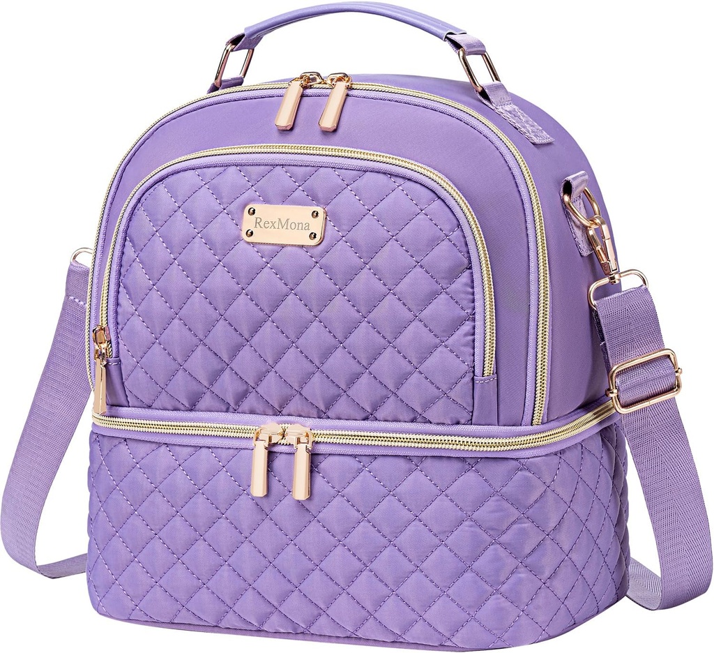 Lunch Bag for Women,Dual Compartment Lunch Box for Womens, Insulated Lunchbag Leakproof Lunch Tote Lunch Cooler Bag for Women Men,Lunchbox with Adjustable Strap for Work Picnic Beach