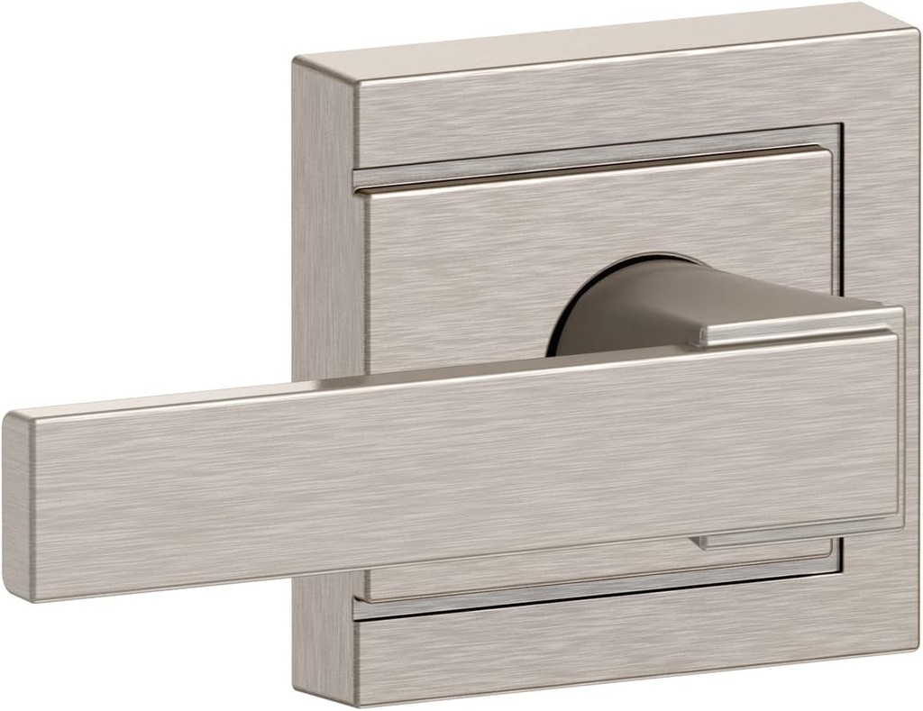 Schlage F10 NBK 619 ULD Northbrook Door Lever with Upland Trim, Hall & Closet Passage Lock, Satin Nickel