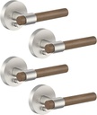 Asidrama 4 Pack Privacy Brushed Satin Nickel Door Handles, Indoor Solid Wood Heavy Duty Door Lever with Door Knobs for Bedroom or Bathroom, Door Handles Interior with Locks for Left Right Sided Doors