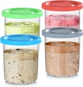 24OZ Containers Replacement for Ninja Creami Deluxe pints 4 Pack, Compatible with NC500 Series 11-in-1 Ice Cream Makers, Extra Delux Pint Containers, XL Family Size Cups,Dishwasher Safe, Leak Proof