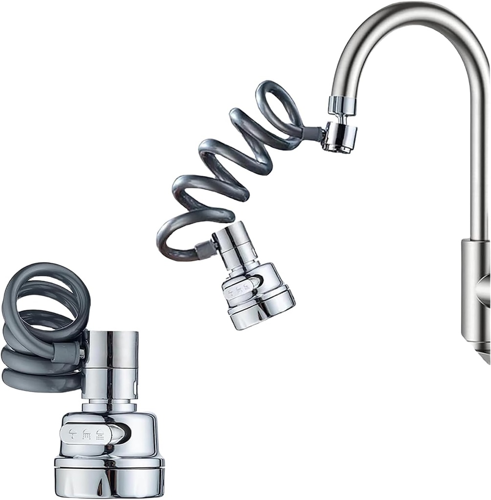 Faucet Extender for Bathroom Kitchen Sink with Stretchable Hose, 3 Water Outlet Modes Faucet Sprayer Attachment Extension, Anti-Splash Tap Water Saving Bathtub Sprayer Head, 2 Pack