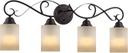 Kira Home Villa 31" Traditional 4-Light Vanity/Bathroom Light + Amber Frosted Glass Shades, Oil Rubbed Bronze Finish
