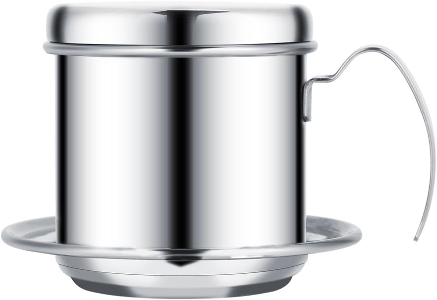 Vietnamese Coffee Filter, Coffee Maker Dripper Filter Coffee Maker Indian Vietnamese Stainless Steel Drip Pot Portable Press Cup Manual Infuser for Office Home Kitchen Camping(silver)