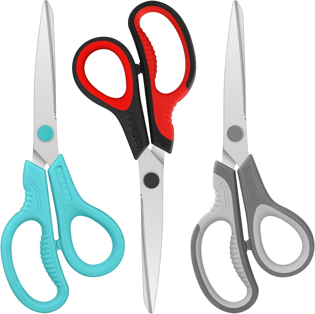 Scissors, Niutop 8" All Purpose Scissors Heavy Duty Ergonomic Comfort Grip Craft Shears Sharp Scissors for Office Home Household Sewing High/Middle School Students Teacher Art Craft DIY Supplies