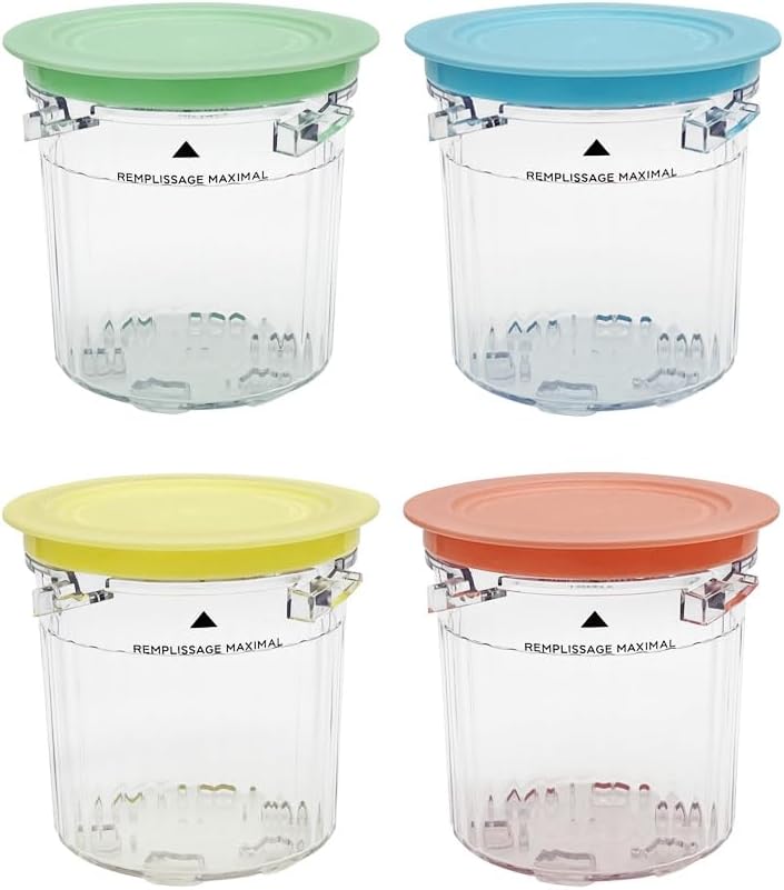 Replacement Ice Cream Pint Containers with Lids, Compatible with Ninja Creami Breeze NC100/NC200 Series Ice Cream Makers: NC101 NC201 NC201Q NC205A CN201CO CN205A. (Green/Blue/Yellow/Pink)
