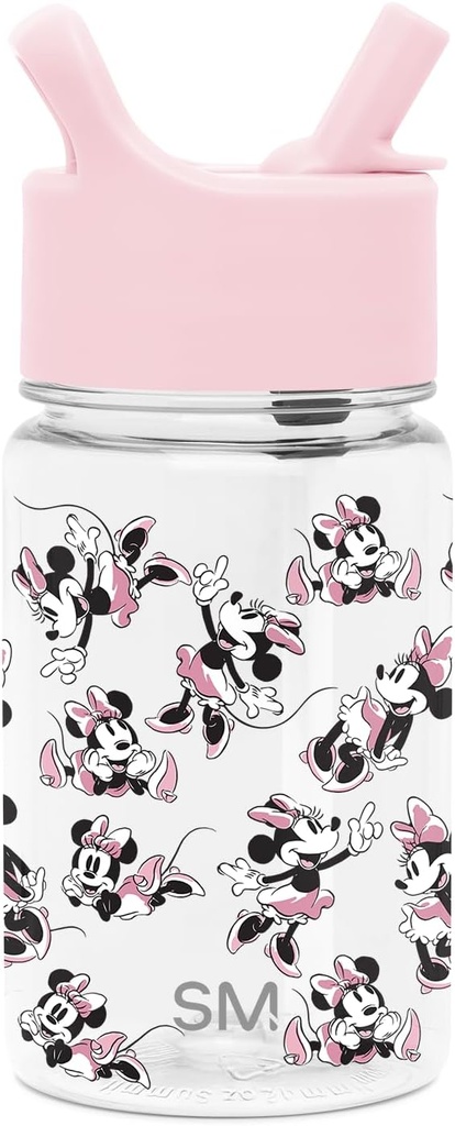 Simple Modern Disney Minnie Mouse Kids Water Bottle Plastic BPA-Free Tritan Cup with Leak Proof Straw Lid | Reusable and Durable for Toddlers, Girls | Summit Collection | 12oz, Minnie Mouse Retro