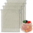 4-pack Reusable Produce Bags Grocery Washable XL, Organic Cotton Mesh Produce Bags Double-Stitched Vegetable Grocery Reusable, Tare Weight, Cotton Produce Bags Reusable Washable, Produce bgs XL