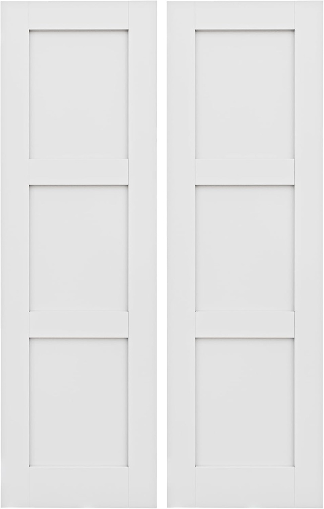 48" x 80" French Interior Door Slab (Double 24" x 80" Solid Core MDF Wood Door Shakers Replacement Only, Without Hardware Kit & Frame), Pre-Finished & Paintable, Prebuilt Home Door Panels