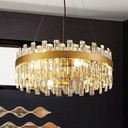 21.7" Gold Modern Crystal Chandelier Light Fixtures Luxury 2 Rings Crystal Chandeliers for Dining Room 12-Light Round Hanging Pendant Lighting for Living Room Kitchen Island Entryway Bedroom