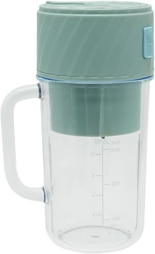 Personal Portable Juicer, Wireless, USB Rechargeable Blender, Leak Proof and Stylish, Multifunctional, with 10 Blade Juice or Milkshake Blender, 12oz, Grayish green