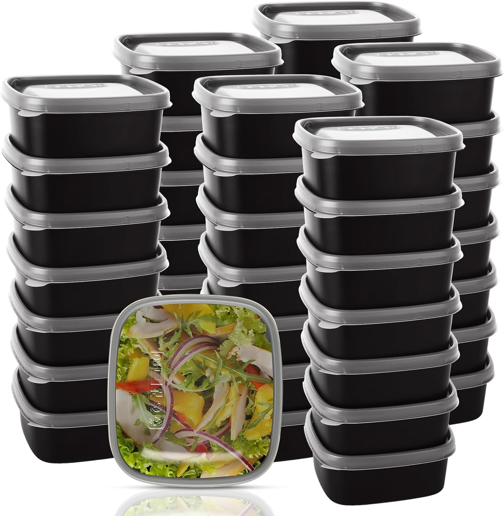 100PCS 8.5oz Meal Prep Containers Reusable,1 Compartment Take Out Food Containers with Lids, Plastic To Go Food Containers - Microwave, Dishwasher & Freezer Safe