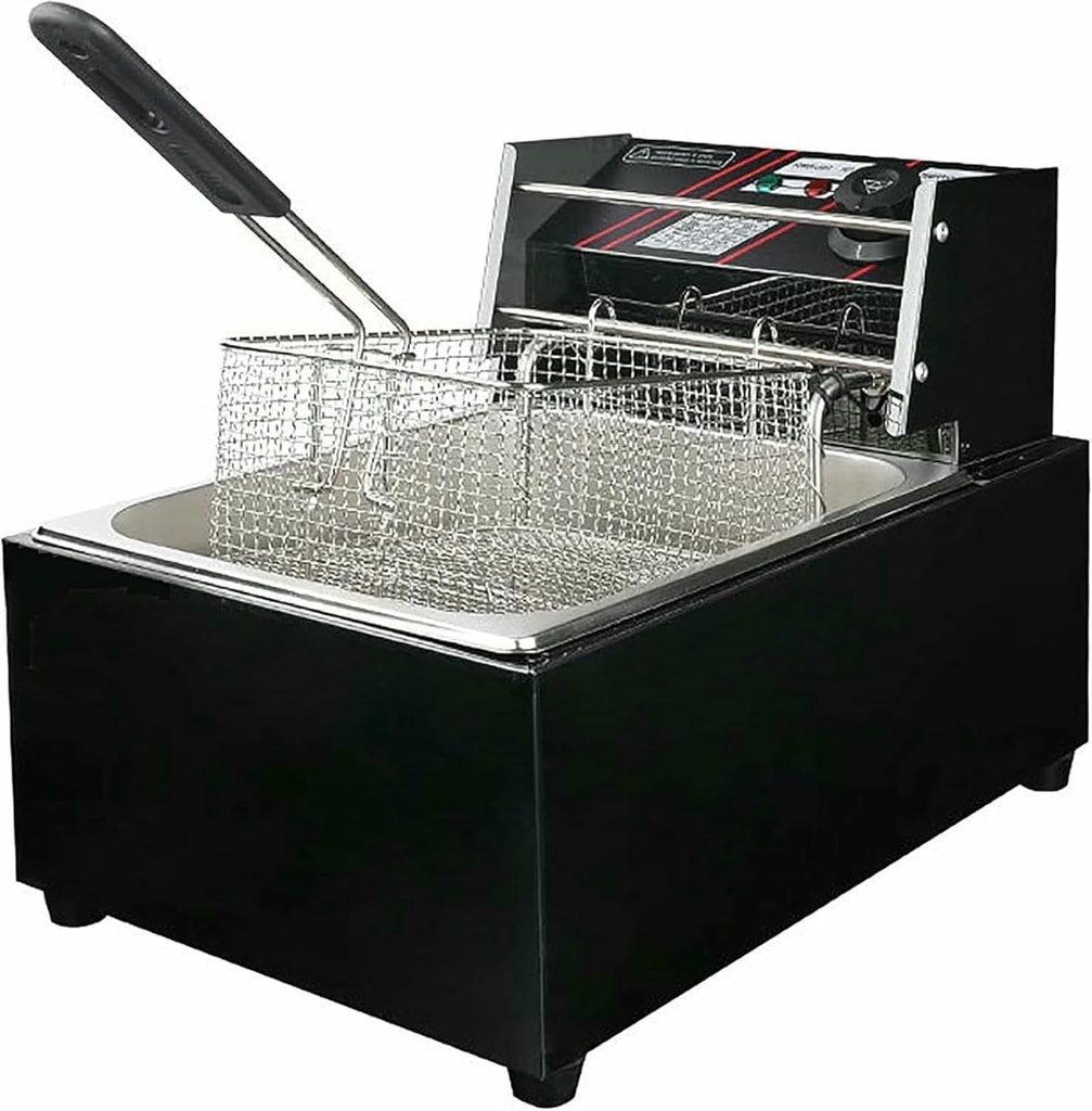Commercial Fat Fryer Basket Deep Fryer, 10L Electric Deep Fryer, 2500W Countertop Stainless Steel Single Tank French Deep Fat Fryer with Basket, Commercial Fryer for Home~/