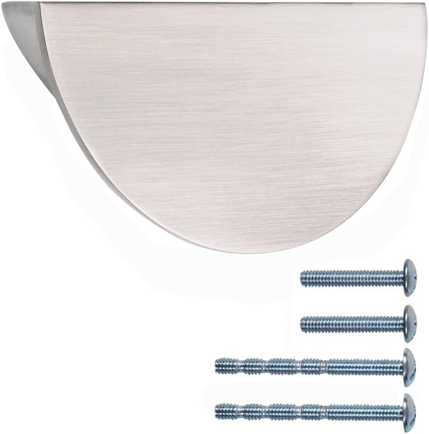 4 Pack Half Moon Drawer pulls,Brushed Nickel Half Moon Cabinet Pulls 2.5 Inch (64mm) Hole Center Zinc Satin Nickel Semi Circle Cabinet pulls for Cupboard Drawer Dresser