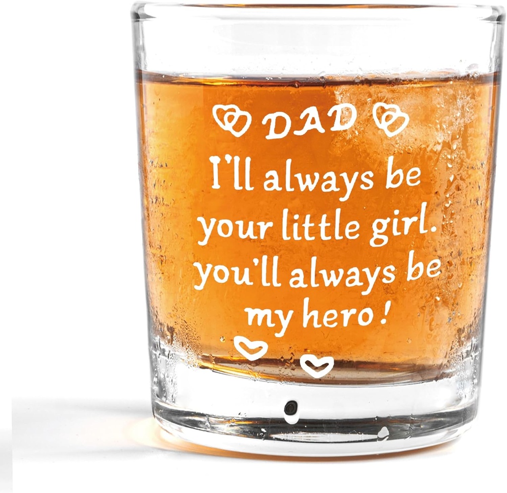 Nogrit Dad Gifts from Daughter Whiskey Glasses 10 oz, Dad Gifts for Father's Day Birthday, Father Daddy Old Fashioned Rocks Glasses for Men Drinking Cocktail Scotch Vodka Tequila Rum