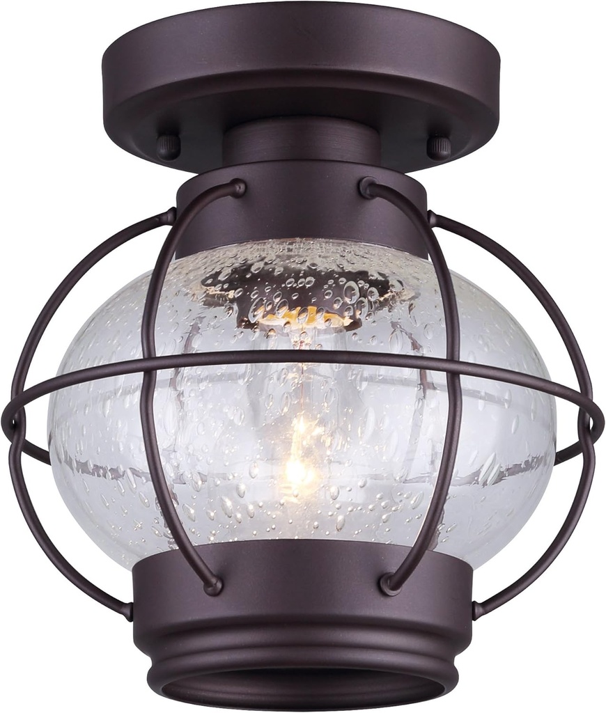 CANARM IFM636A08ORB Ltd Potter 1 Light Flush Mount Seeded Glass, Oil Rubbed Bronze