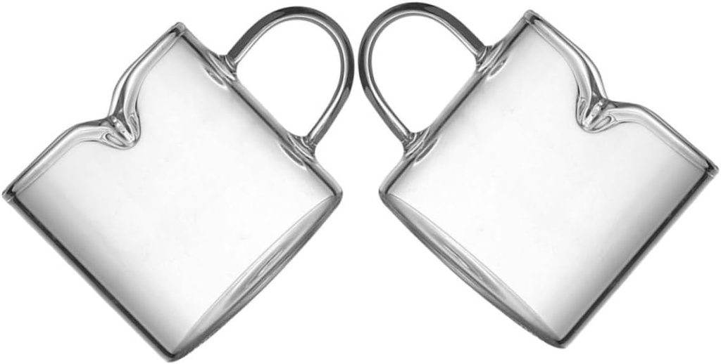 Sosoport 2pcs Mini Espresso Cups Dual Spout Transparent Glass Pitcher for Milk Coffee Tea High Borosilicate Bar Serving Jug Stylish and Practical Drinkware