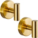 Suction Cup Hooks for Shower - Bathroom Reusable Hooks for Towels, Robes & Loofah - No-Drill Mounting on Kitchen,Walls,Metal,Glass,Mirrors,Tile & Smooth Non-Porous Surfaces (2, Brushed Gold)