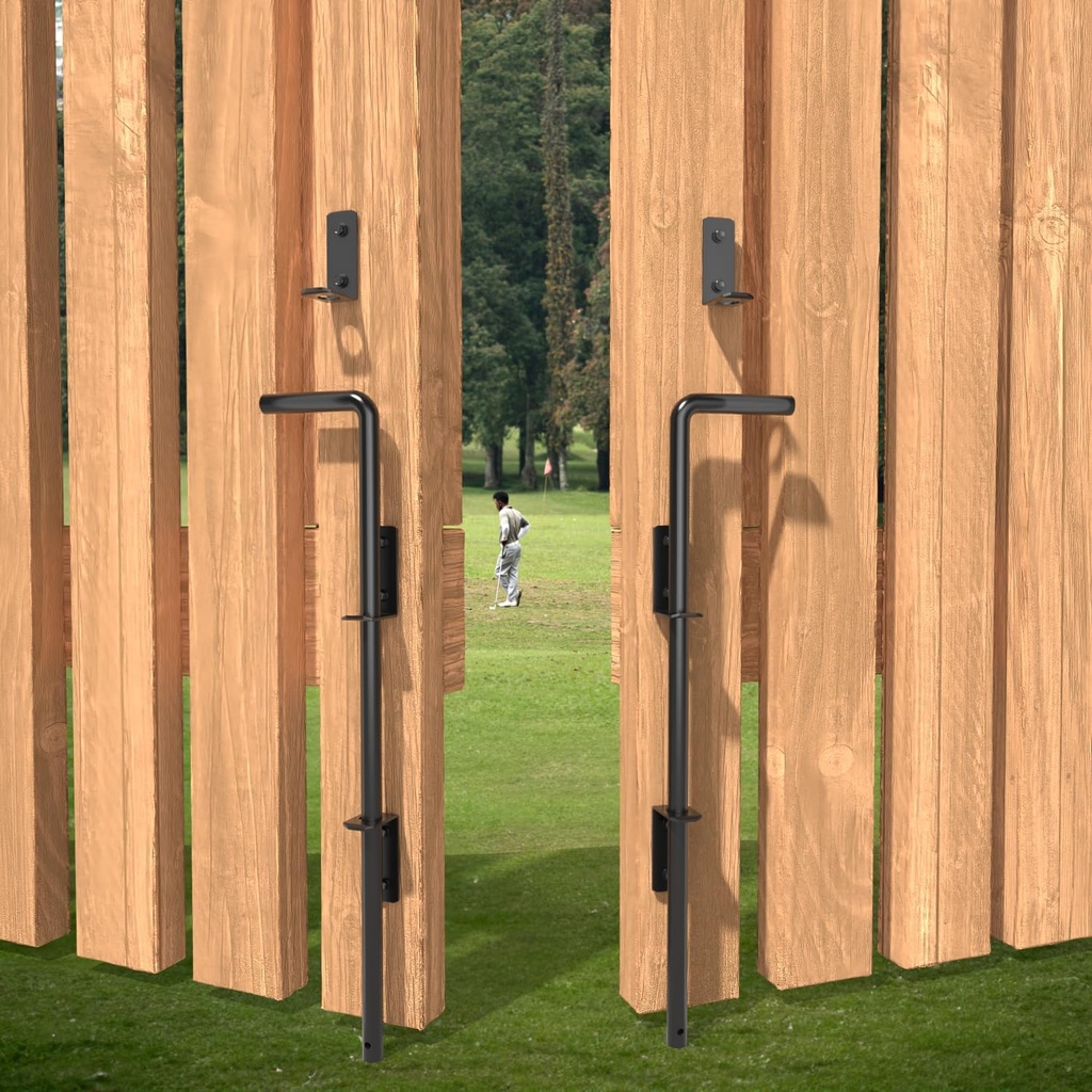 SAMKEYTEW 24" Cane Bolts for Gates Ground Gate Latch for Wooden Metal Gates, Gate Stopper Hardware - Heavy Duty Drop Rod, Safe and Secure, Corrosion Resistant (2 Pack)