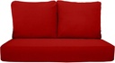 RSH DECOR: Deep Seating Loveseat Cushion Set | 44” x 24” Loveseat | All-Weather Spun Fabric | Outdoor Foam Settee and Pillow Back Cushions for Patio Furniture | Red | Made in USA