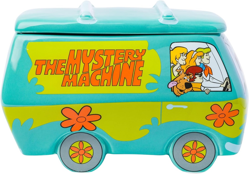 Silver Buffalo Scooby-Doo The Mystery Machine 3D Sculpted Ceramic Cookie Jar Featuring Shaggy, Velma, Fred, Daphne, and Scooby-Doo, 9.7” x 5.8” x 6.2”