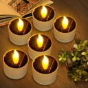 Solar Tea Lights Outdoor Waterproof - 6 Pack Flameless Flickering Solar Candles Reusable LED Tea Light Candles Rechargeable Dusk to Dawn Lighting for Lanterns Garden Camping Home Decor, 2.3''x2.1''