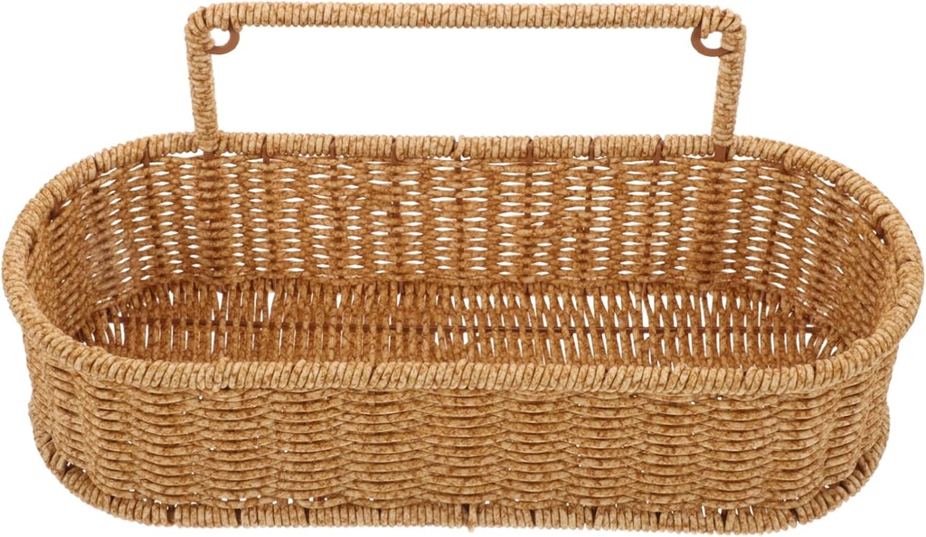 Woven Wall Storage Basket Hanging Basket for Bathroom Kitchen Rustic Decor No-drill Installation Multi-purpose Organizer for Home Office Restaurants