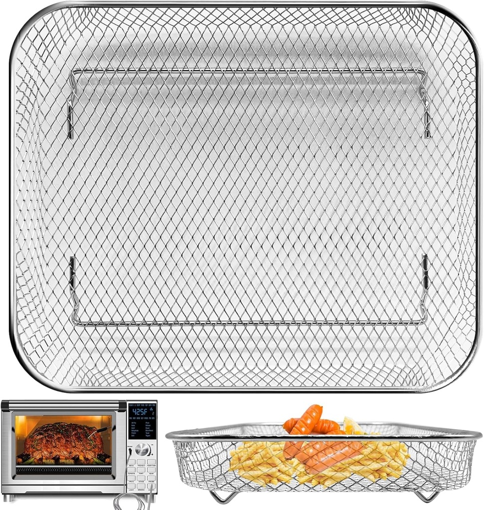 Air Fryer Basket Replacement for Nuwave Bravo XL Air Fryer Toaster Convection Oven, 12 * 10'' Non-stick Mesh Air Fryer Stainless Steel Basket Wire Rack Accessories Parts, Dishwasher Safe