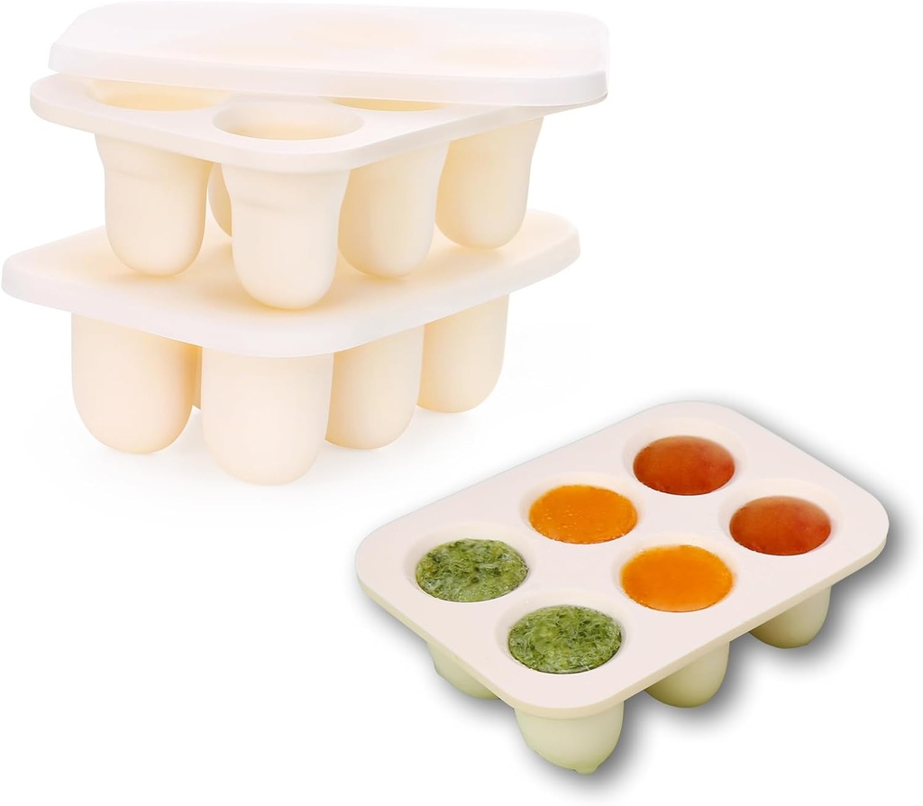 Baby Food Freezer Tray with Lid 2 Pack, Silicone Breastmilk Popsicle Mold, Baby Food Storage Container, Ice Cube Maker for Homemade Baby Meals (Carnation)