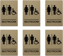 MitUSA® ADA Compliant, Unisex Handicap Bathroom Room Sign, Raised Icons, & Grade 2 Braille - Includes Adhesive Strips for Easy Installation - 6" W x 9" H Made in the U.S.A. (Taupe, 6-Pack)