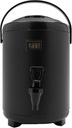 Insulated Beverage Dispenser, 8L Thickened Food-Grade Stainless Steel Hot Drink Dispenser w/Thermometer&Spigot, Hot & Cold Water Urn for Hot Water, Tea, Coffee, Cold Milk, Juice (Black, 8L/2.11gal)
