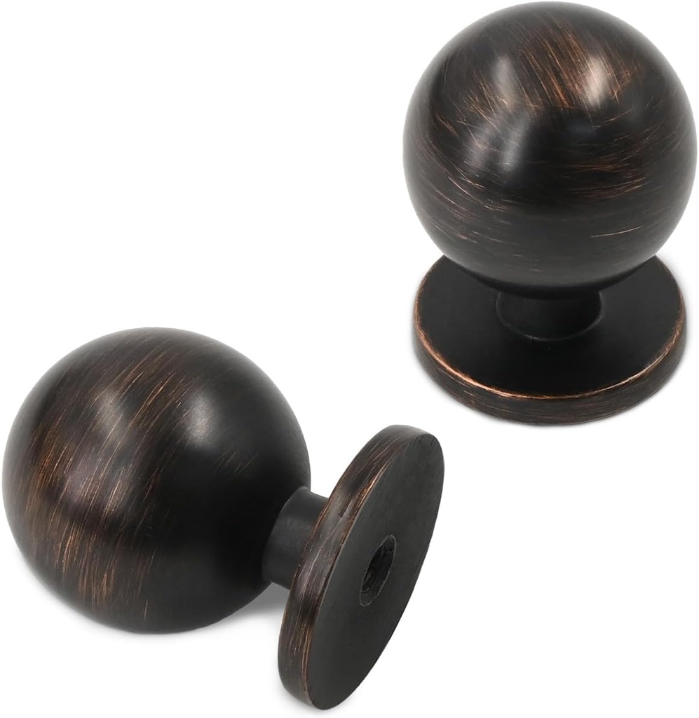 10 Pack 1.2 Inch Oil Rubbed Bronze Cabinet Knobs - Round Kitchen and Dresser Knobs