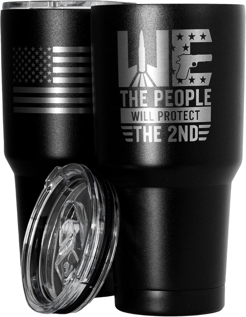 We The People Protect The 2nd Travel Coffee Mug, 30 oz, Stainless Steel, Double Wall Vacuum Insulated, Trump Tumbler, Patriotic Gift