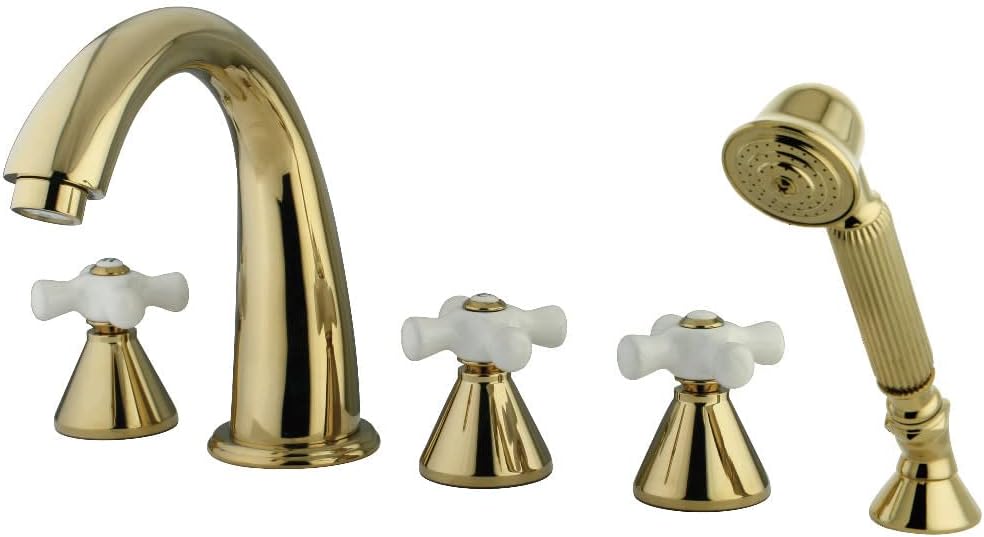 Kingston Brass KS23625PX Milano Roman Tub Faucet, 8-Inch Adjustable Center, Polished Brass