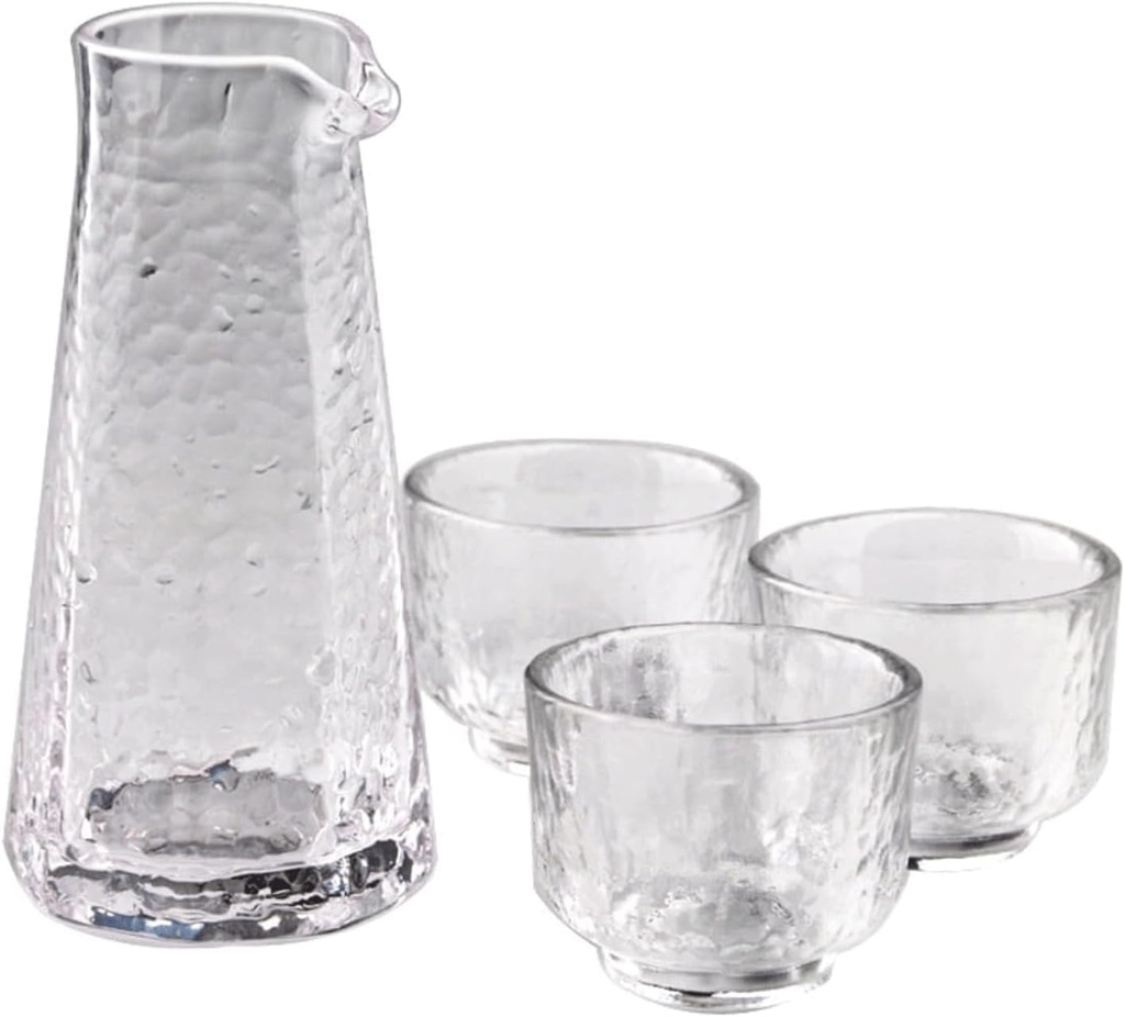 Sake Set Sake Carafe Glasses Set Sake Tea Sake Cups with 3 Saki Cup Saki Gift Set for Warmer or Cold Japanese Wine