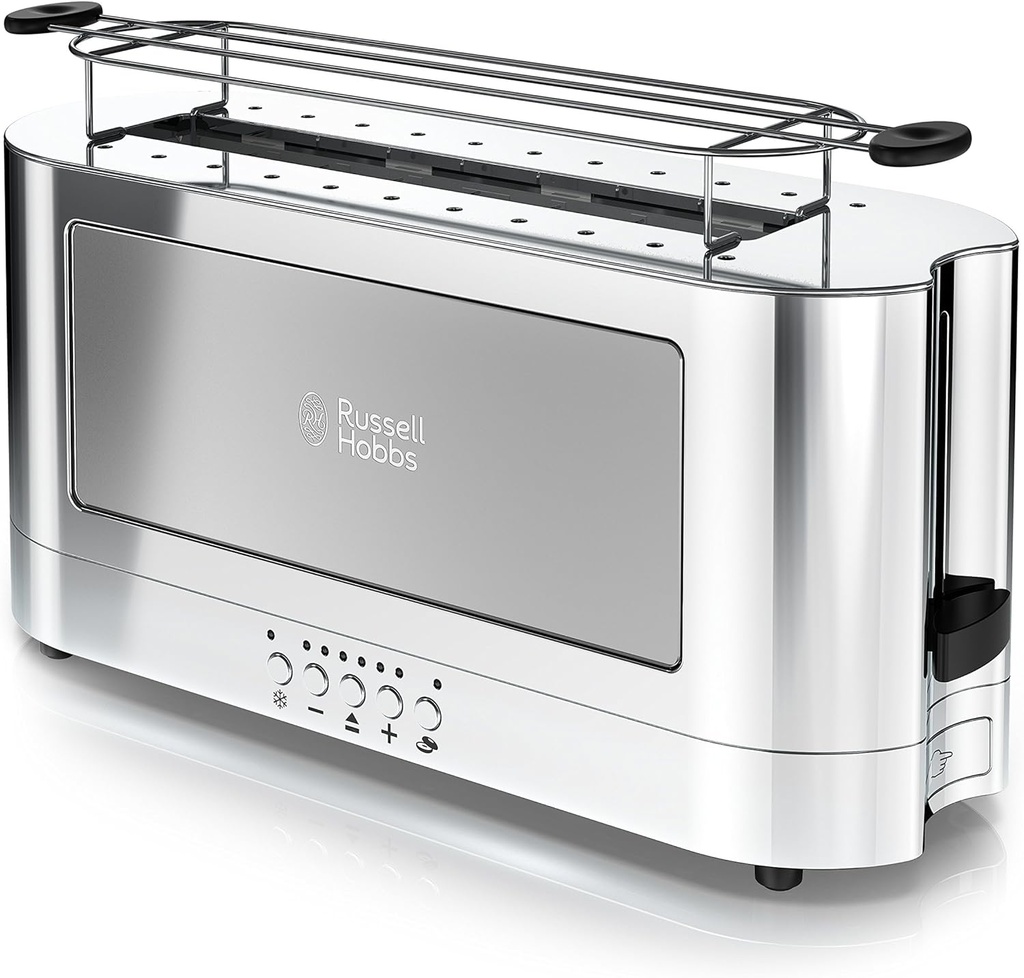 Russell Hobbs TRL9300GYR 2-Slice Glass Accent Long Toaster, Silver