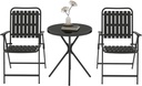 3 Piece Outdoor Bistro Set, Patio Table and Chairs Set of 2, Small Balcony Furniture with Glass Top Table, Folding Bistro Patio Set for Garden, Deck, Porch, Black Outdoor Furniture