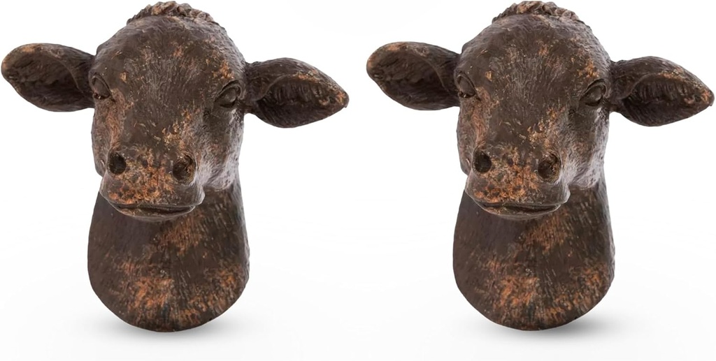 Black Cow Head Resin Knob – Premium Decorative Knobs for Cabinets and Drawers – Novelty Furniture Knobs and Pulls for DIY Hardware Crafts – Vanity, Dresser Hardware for Home Decor - Set of 2