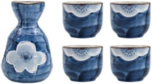 Maya Star Japanese Sake Set Sake Cup Set Traditional Hand Painted Design Porcelain Pottery Ceramic Wine Glasses - Blue